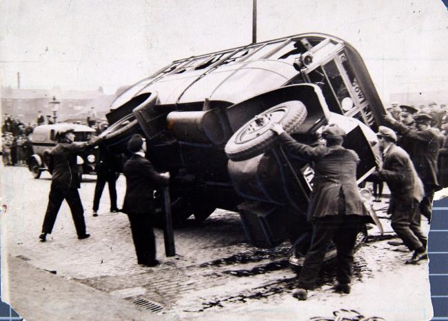 1926 bus overturned